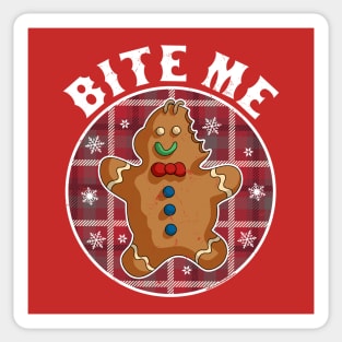 Bite Me Gingerbread Man Christmas Cookie Xmas Sticker